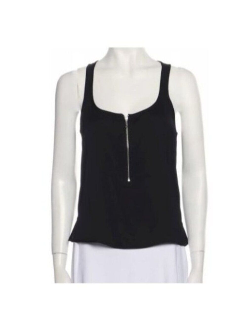 Hope Black Zipper Tank Top With Scoop Neck & Front Zipper Detail
